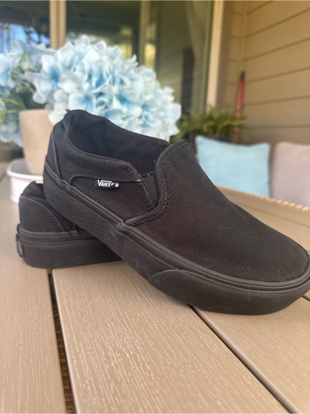 Vans Women’s Platform Slip-On Canvas Shoes - Black